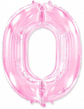 Шар (40''/102см) Цифра, "0", Розовый, в упаковке, 1 шт.