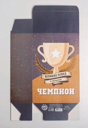 Коробка складная (16*23*7,5 см), Чемпион, 1 шт.
