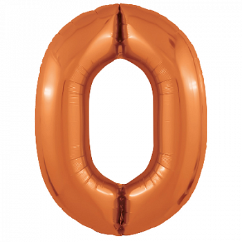 Шар (40''/102см) Цифра, 0 Slim, Папайя, 1 шт. в упак.