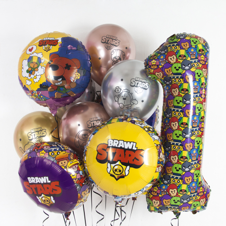 Шар (34''/86см) Цифра, 1 Бравл Старс, 1 шт. в упак.