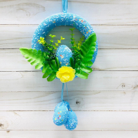 Пасхальный венок 15 см (SF-5024), Голубой, 1 шт.