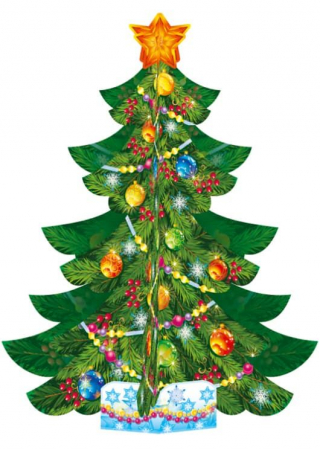 Плакат ёлка (23см), Новогодняя настольная, 1 шт.