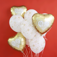 Шар (12''/30 см) Сверкающие бриллианты, Белый (005), пастель, 5 ст, 50 шт.