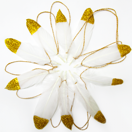Гирлянда, Перья, Золото, 300 см.