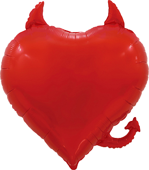 Шар (30''/76см) Сердце, Чертенок, Красный, 1 шт. 