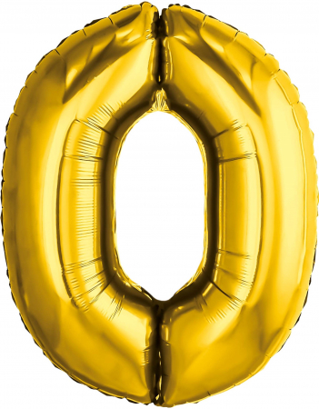 Шар (32''/81см) Цифра, 0, Золото, 1 шт. в упак.