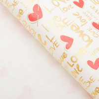 Бумага крафт (50*70см), Love, Золото, 1 шт.