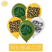 Шар (12"/30см) Сафари, Ассорти, пастель, 5 шт. 