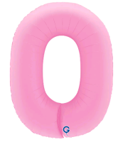 Шар (40''/102см) Цифра, "0", Розовая Сакура, Матовый, 1 шт. в уп.