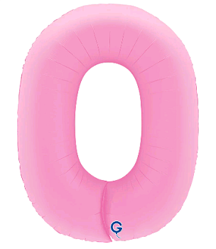 Шар (40''/102см) Цифра, "0", Розовая Сакура, Матовый, 1 шт. в уп.