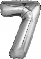 Шар (32''/81см) Цифра, 7, Серебро, 1 шт. в упак.