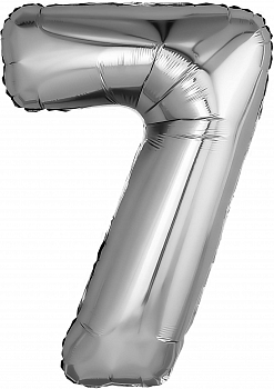 Шар (32''/81см) Цифра, 7, Серебро, 1 шт. в упак.