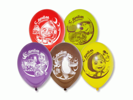 Шар (12"/30см) ДР Маша и Медведь, пастель, ассорти, 2ст., 50 шт.