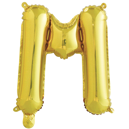 Шар с клапаном (16''/41см) Буква, М, Золото, 1 шт.