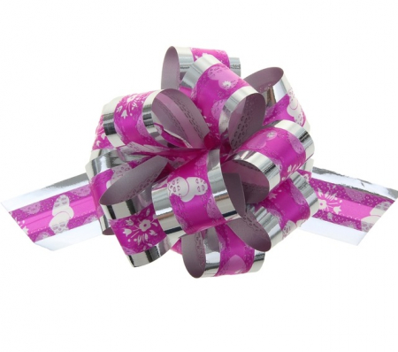 Бант-шар (3,2см), Воздушные сердца на розовом, Серебро, 1 шт.