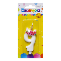 Свеча тортовая цифра "9", Единорог, 1 шт.