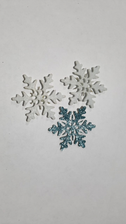Лазерная вырубка из кожзама (4см), Снежинка, несклеенная, голубая, 10 шт.