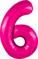 Шар (40''/102см) Цифра, 6 Slim, Фуше, 1 шт. в упак.