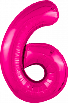 Шар (40''/102см) Цифра, 6 Slim, Фуше, 1 шт. в упак.