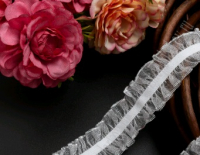 Тесьма на резинке с люрексом (2,5см*10ярд), белый/серебро, 1 шт.