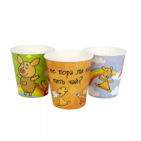 Стаканы бумажные (250мл), Оранжевая корова, Ассорти, 6 шт.