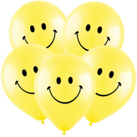 Шар (12"/30см) Смайлик, Желтый, пастель 2 ст., 50 шт.
