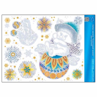 Оформительская наклейка, "Новогодний мишка", 1 шт.