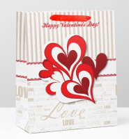 Пакет подарочный (26*32*12см), Парящие сердца, 1 шт. 