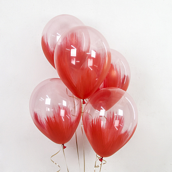 Шар (12''/30 см) Браш, Красный хрусталь, кристалл, 5 шт.