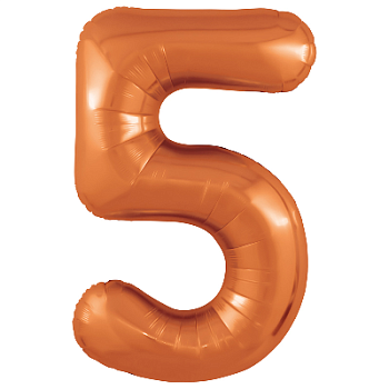Шар (40''/102см) Цифра, 5 Slim, Папайя, 1 шт. в упак.