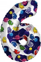 Шар (32"/81см) Цифра "6" Космонавтики в упаковке, 1 шт.