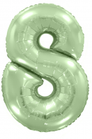 Шар (40''/102см) Цифра, 8, Мятный, Макарунс, в упаковке, 1 шт.