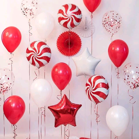 Шар (18''/46 см) Круг, Леденец, Красный, 1 шт.