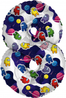 Шар (32"/81см) Цифра "8" Космонавтики в упаковке, 1 шт.