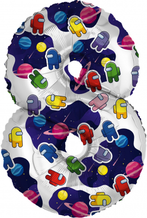Шар (32"/81см) Цифра "8" Космонавтики в упаковке, 1 шт.