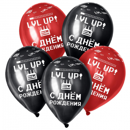 Шар (12"/30см) С Днем рождения Геймеру 2, Ассорти, пастель, 50 шт.