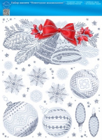 Оформительская наклейка (24,2*33,2см), Новогодние колокольчики, 1 шт.