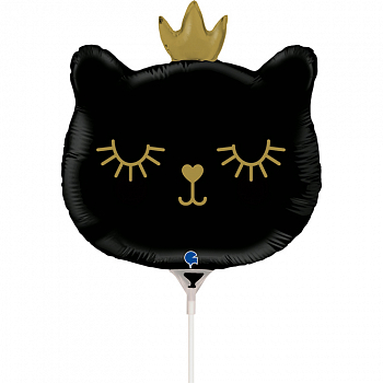 Шар (14"/35см) Мини-фигура, Котенок принцесса, Черный, 1 шт. Шар (14"/35см) Мини-фигура, Котенок принцесса, Черный, 1 шт.