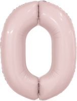 Шар (40''/102см) Цифра, 0 Slim, Пыльная роза, 1 шт. в упак.