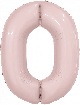 Шар (40''/102см) Цифра, 0 Slim, Пыльная роза, 1 шт. в упак.