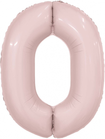 Шар (40''/102см) Цифра, 0 Slim, Пыльная роза, 1 шт. в упак.