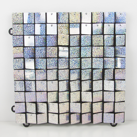 Декоративная панель Пайетки (30*30см), Лазерные точки, Серебро, Голография, 1 шт.