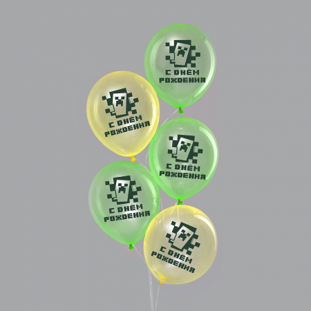 Шар (12"/30см) С днем рождения, Ассорти, кристалл, 25 шт.