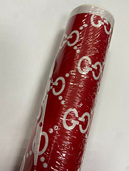 Бумага крафт (60см), Белый стиль, Красная/красная, 2-х сторонняя, 1 шт. 