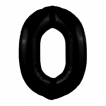 Шар (40''/102см) Цифра, 0 Slim, Черный, 1 шт. в упак.