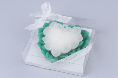 Свеча (10см), Сердце из роз, белая, 1 шт.