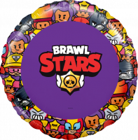 Шар (18''/46см) Круг, Brawl Stars, Команда бойцов, дизайн №1, Фиолетовый, 1 шт. в упак.