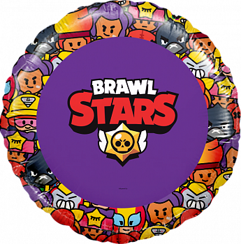 Шар (18''/46см) Круг, Brawl Stars, Команда бойцов, дизайн №1, Фиолетовый, 1 шт. в упак.