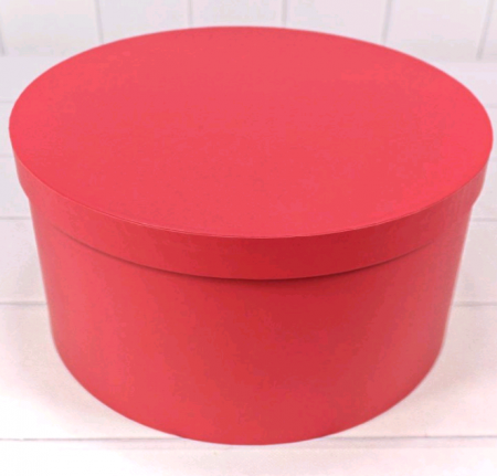 Коробка круглая (15,3*8,7см), Красная, из дизайнерской бумаги, 1 шт.