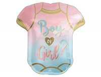 12 Шар (24"/60см) Фигура, Боди Boy or Girl?, розовый/голубой, 1 шт.
